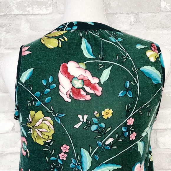 LOFT Green Floral Print Tank Top Size XXS - Picture 8 of 16